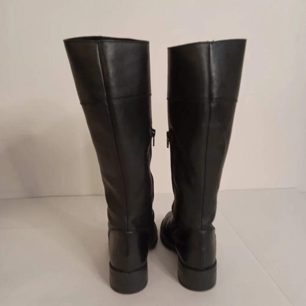 Frau Black Leather Knee High Boots Womens Size 8 - Picture 11 of 16
